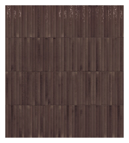 Keradom Home 'Grape', bruin-paarse glanzende Kit-Kat wandtegels verticaal gelegd
