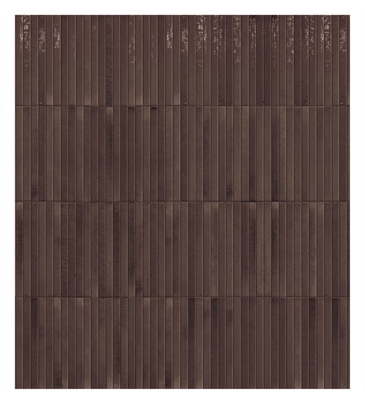 Keradom Home 'Grape', bruin-paarse glanzende Kit-Kat wandtegels verticaal gelegd