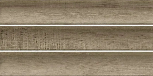 Estudio Cerámico Jaipur 'Woods', bruingrijze houtlook wandtegels met zichtbare nerf en golvend reliëf