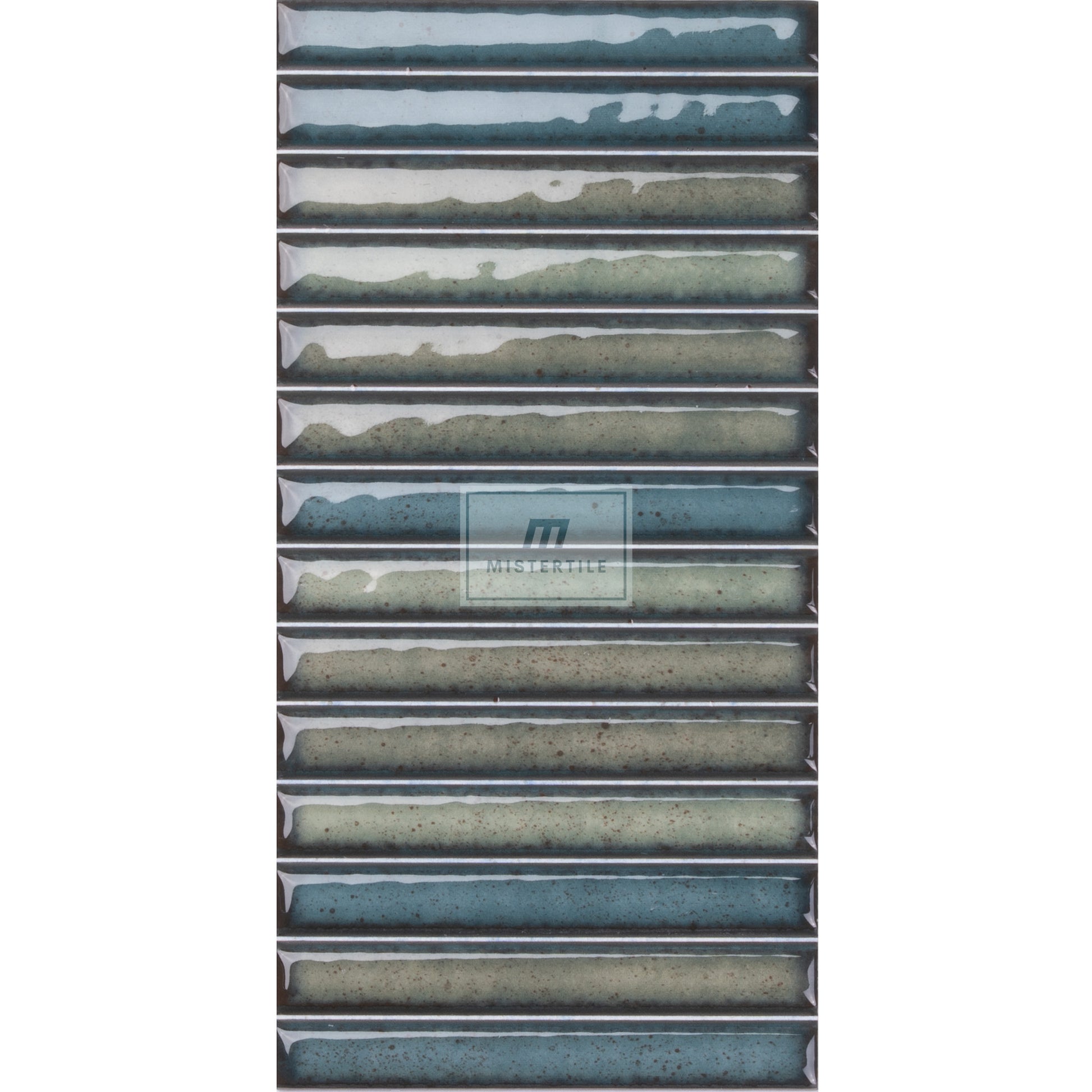 Estudio Cerámico Karatsu 'Wear', wandtegel groen glans 11,5x23cm