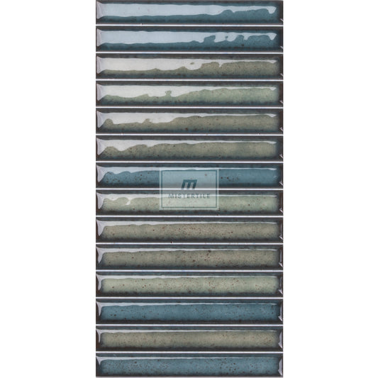 Estudio Cerámico Karatsu 'Wear', wandtegel groen glans 11,5x23cm