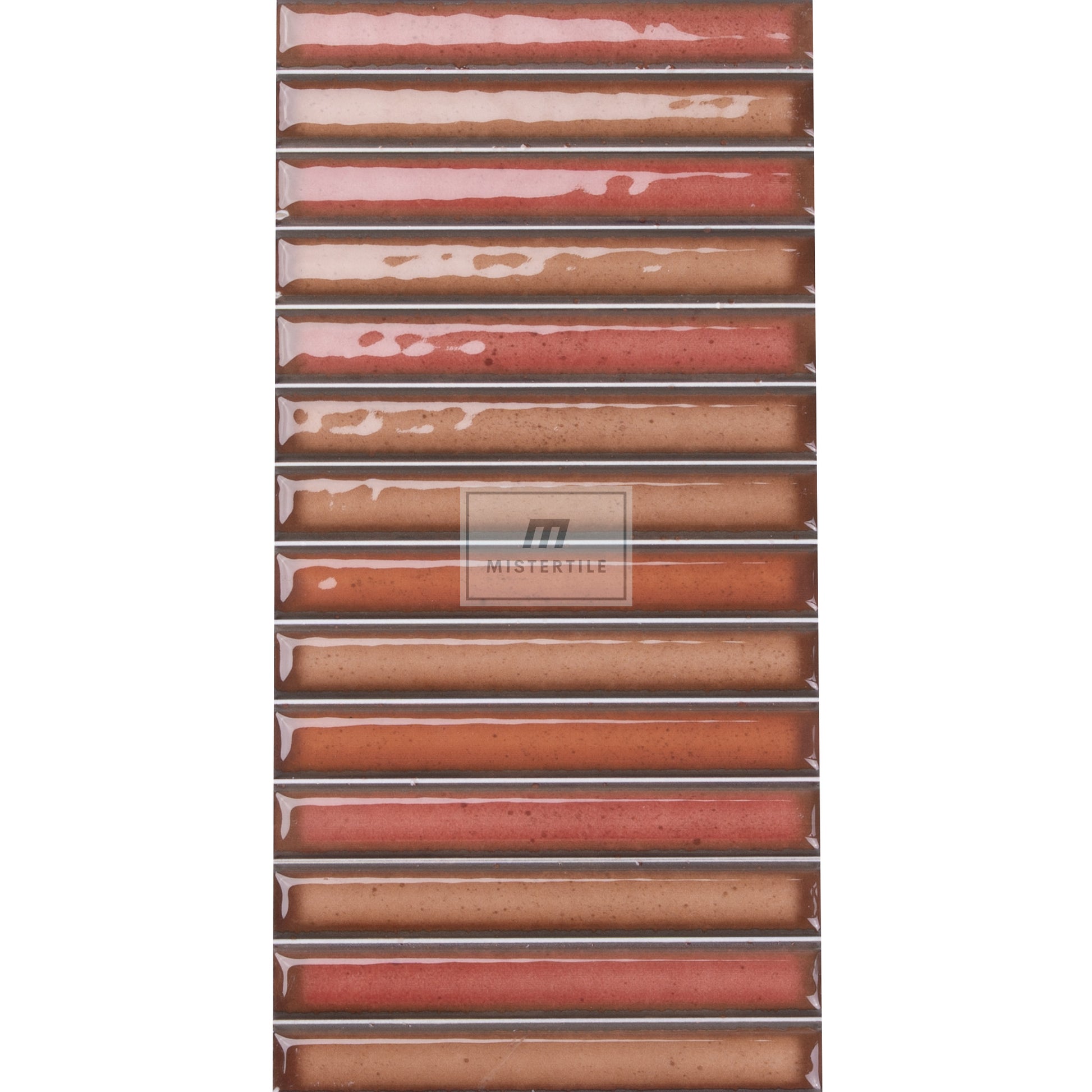 Estudio Cerámico Karatsu 'Rusty Red', wandtegel rood-bruin glans 11,5x23cm