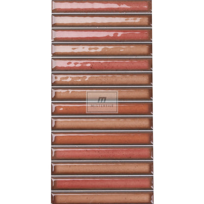 Estudio Cerámico Karatsu 'Rusty Red', wandtegel rood-bruin glans 11,5x23cm