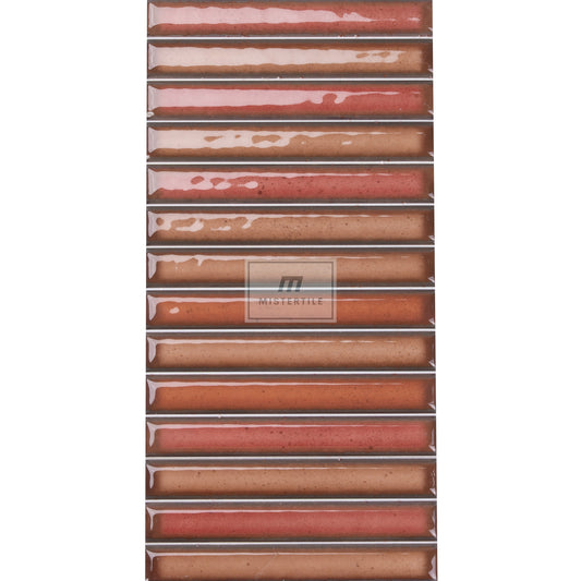 Estudio Cerámico Karatsu 'Rusty Red', wandtegel rood-bruin glans 11,5x23cm