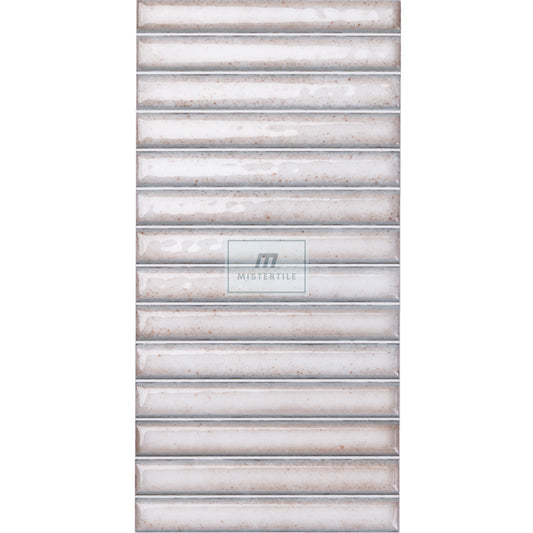 Estudio Cerámico Karatsu 'Chalky', wandtegel wit-beige glans 11,5x23cm