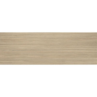 Baldocer Cerámica Larchwood 'Alder', wandtegel beige mat reliëf horizontaal gestreept gerectificeerd 40x120cm