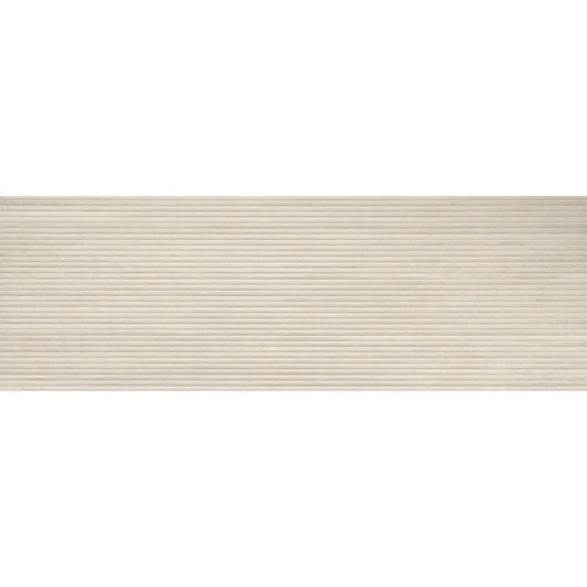 Baldocer Cerámica Larchwood 'Maple', wandtegel crème mat reliëf horizontaal gestreept gerectificeerd 40x120cm