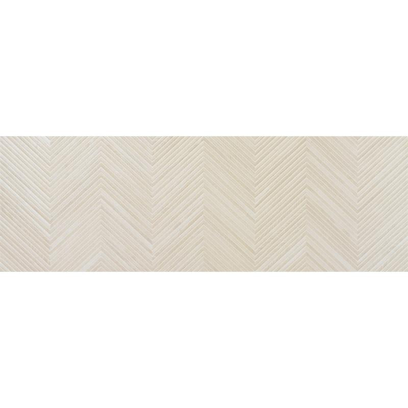 Baldocer Cerámica Larchwood 'Zig Maple', wandtegel crème mat reliëf Hongaarse punt gerectificeerd 40x120cm