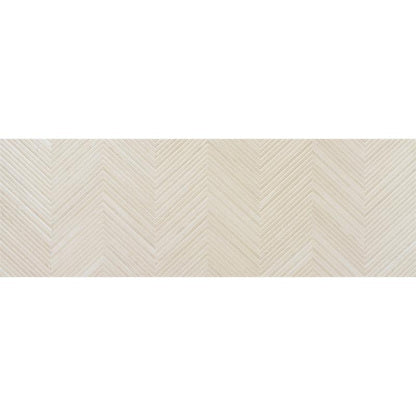 Baldocer Cerámica Larchwood 'Zig Maple', wandtegel crème mat reliëf Hongaarse punt gerectificeerd 40x120cm
