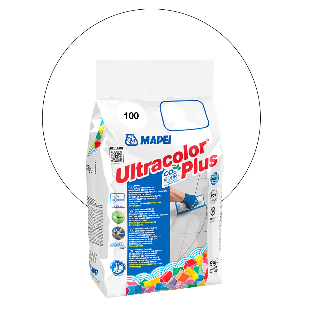 Mapei cementgebonden voegmiddel Ultracolor Plus nr. 100 Wit 5kg