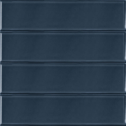 Estudio Cerámico Metropolis 'Deep Blue', wandtegel blauw glans 10x40cm
