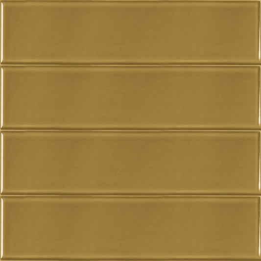 Estudio Cerámico Metropolis 'Soft Caramel', wandtegel geel glans 10x40cm