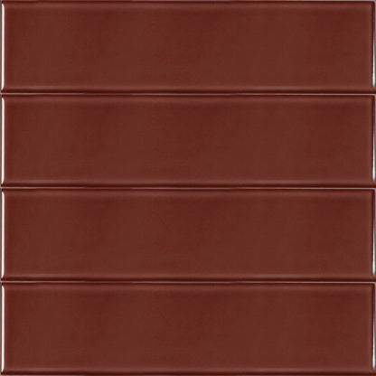 Estudio Cerámico Metropolis 'Dark Red', wandtegel rood glans 10x40cm