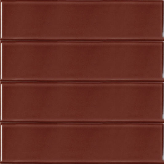 Estudio Cerámico Metropolis 'Dark Red', wandtegel rood glans 10x40cm