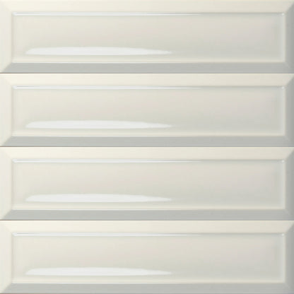 Estudio Cerámico Metropolis 'Frame Warm White', wandtegel wit glans 10x40cm