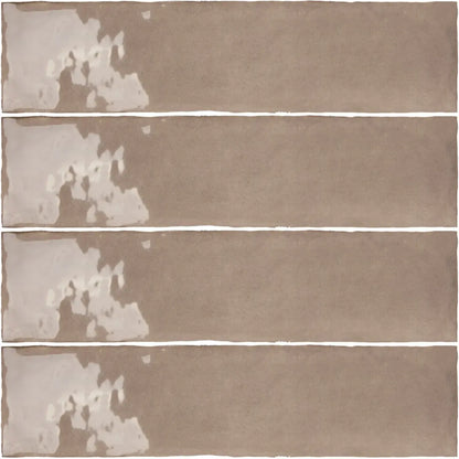 Estudio Cerámico Ondine 'Fawn', wandtegel taupe glans 7,5x30cm