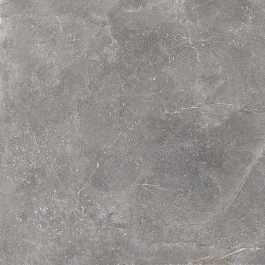 Vloertegel Pietra Antica donkergrijs satijnglans 120x120cm gerectificeerd
