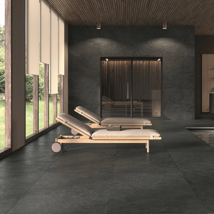 Castelvetro Pietra Antica 'Black', vloer- en wandtegel antraciet mat 60x60cm