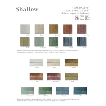 Estudio Cerámico Shallow 'Bone', kleurenoverzicht van de serie met alle kleuren en hun namen