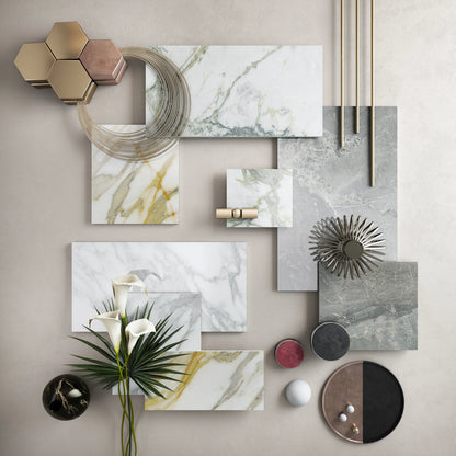 Lea Ceramiche Synestesia 'Golden Borg', vloer- en wandtegel bruin en wit gepolijst 120x120cm