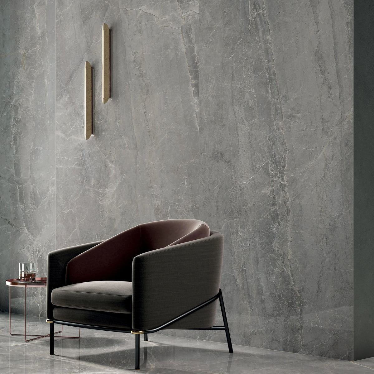 Lea Ceramiche Synestesia 'Gray Marble', vloer- en wandtegel grijs gepolijst 60x120cm