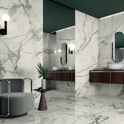 Lea Ceramiche Synestesia 'Calacatta Emerald', vloer- en wandtegel groen gepolijst 120x120cm