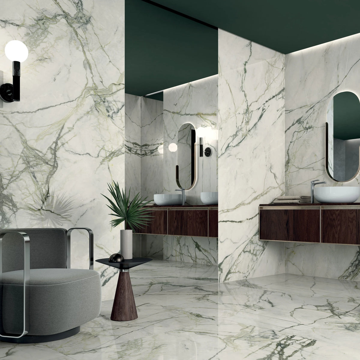 Lea Ceramiche Synestesia 'Calacatta Emerald', vloer- en wandtegel groen gepolijst 60x120cm
