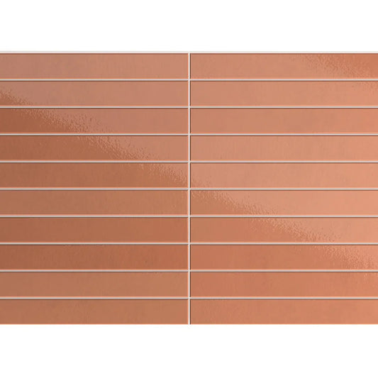 Keradom Twiggy 'Mattone', vloer- en wandtegel bruin en oranje glans 3,8x38cm