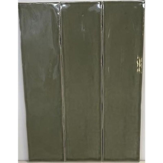 Tebe Vintage 'Olive', wandtegel groen glans 7,5x30cm