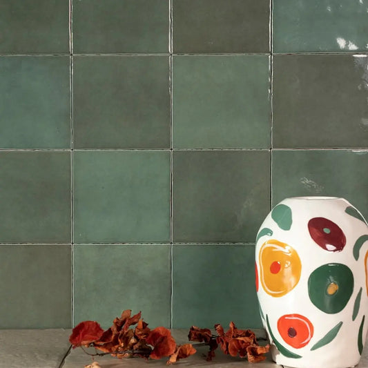 Wandtegel Zellij 'Kale' groen glans 12,5x12,5cm